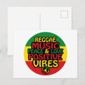 Reggae-Design mit positiven Zitaten und Reggae-Fla Postkarte (Vorne/Hinten)