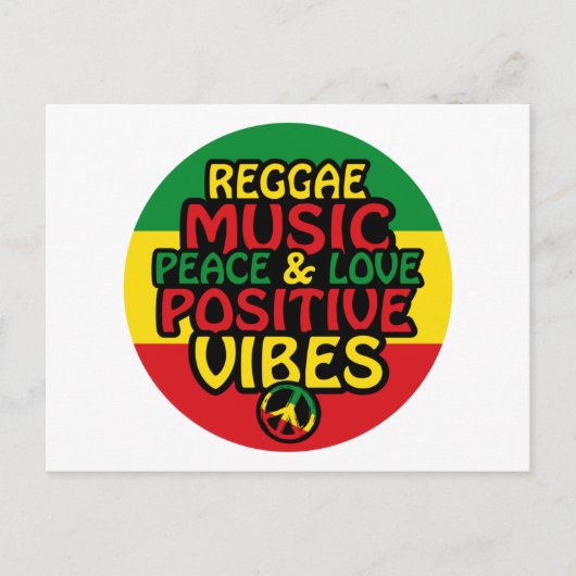 Reggae-Design mit positiven Zitaten und Reggae-Fla Postkarte (Vorderseite)