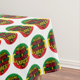 Reggae-Design mit positiven Zitaten und Reggae-Fla Tischdecke