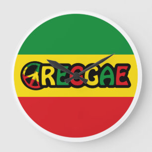 Reggae-Design mit Reggaefarben Große Wanduhr