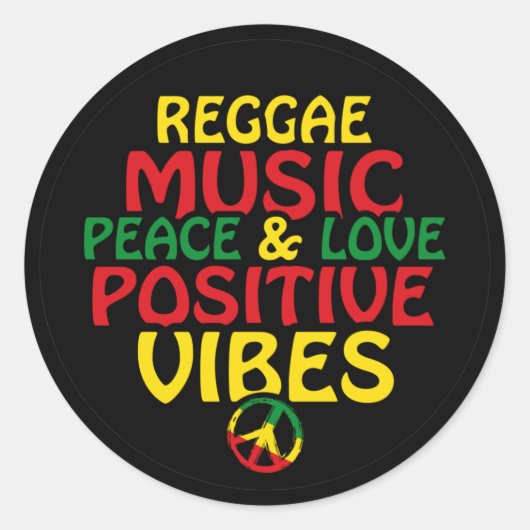 Reggae design with positive quotes and reggae flag runder aufkleber (Vorderseite)