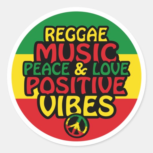 Reggae design with positive quotes and reggae flag runder aufkleber (Vorderseite)