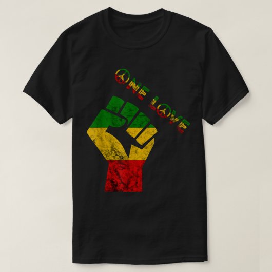 Reggae Fist Rasta Reggae Music Eine Liebe Jamaica T-Shirt (Design vorne)