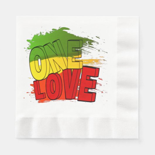 Reggae-Flag, Eine Liebe, Rasta Serviette (Vorderseite)