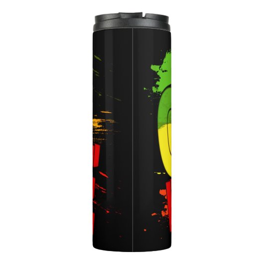 Reggae-Flag, Eine Liebe, Rasta Thermosbecher (Rückseite)