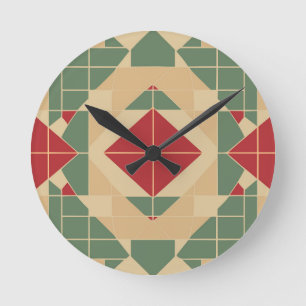 Reggae Geometric Pastel Tile Runde Wanduhr