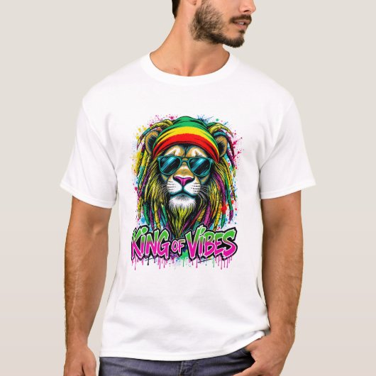 Reggae Graffiti Style Cartoon Lion Design T-Shirt (Vorderseite)