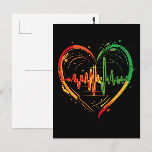 Reggae Heart Beat Postkarte (Vorne/Hinten)