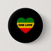 Reggae Heart One Love Rasta Reggae Music Rastafari Button (Vorderseite)