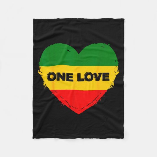 Reggae Heart One Love Rasta Reggae Music Rastafari Fleecedecke (Vorderseite)