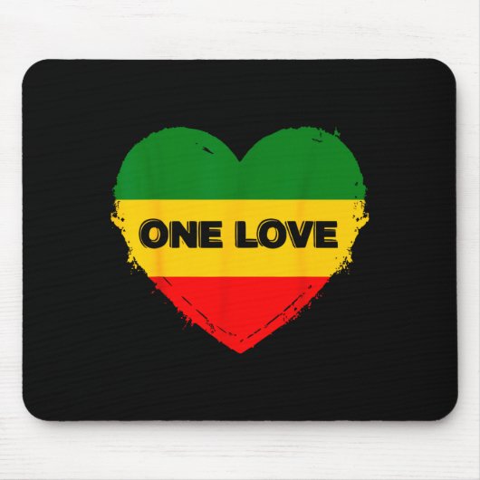 Reggae Heart One Love Rasta Reggae Music Rastafari Mousepad (Vorne)