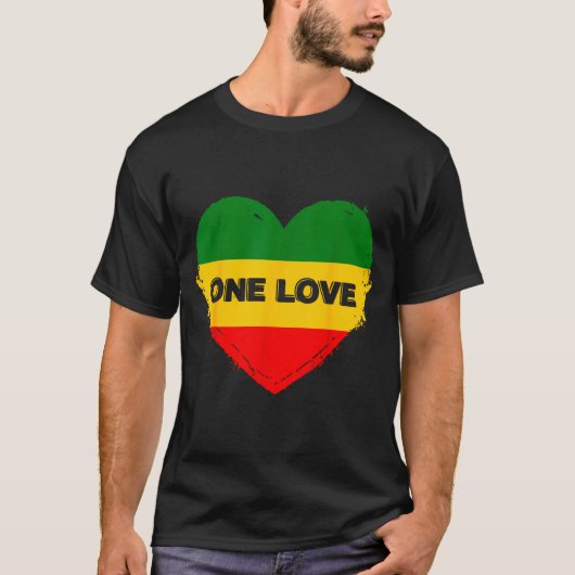 Reggae Heart One Love Rasta Reggae Music Rastafari T-Shirt (Vorderseite)
