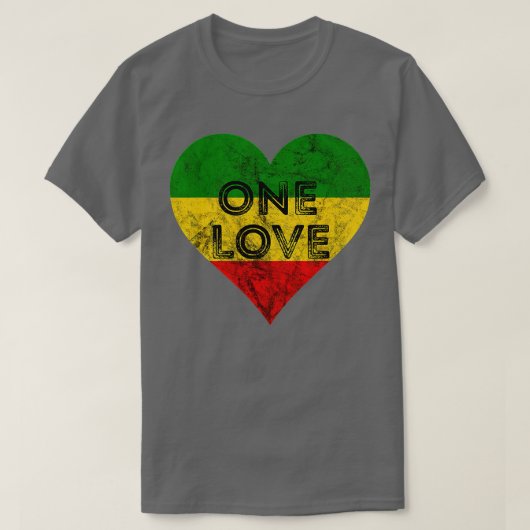 Reggae Heart One Love Rasta Reggae Music Rastafari T-Shirt (Design vorne)