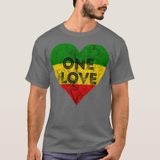 Reggae Heart One Love Rasta Reggae Music Rastafari T-Shirt