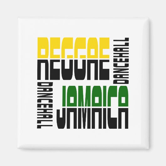 Reggae Jamaica Dance Hall Cube, 3 Farben Magnet (Vorne)