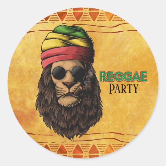 Reggae Jamaican Birthday Party Runder Aufkleber (Vorderseite)
