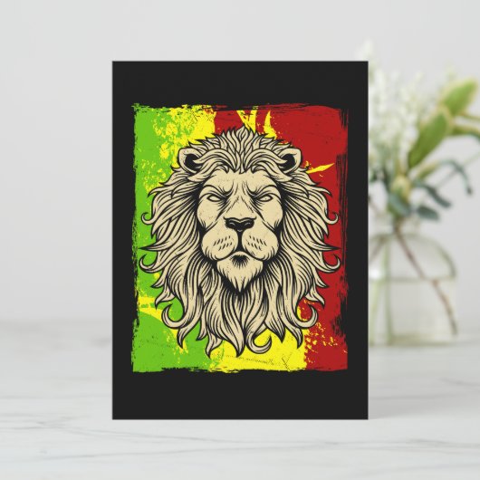 Reggae Jamaican Lion Rasta African Einladung (Stehend Vorderseite)