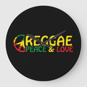 Reggae-Kunst mit positiven Worten Frieden und Lieb Große Wanduhr