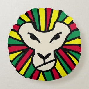 Reggae Lion Rastafari Colored Mane Rundes Kissen