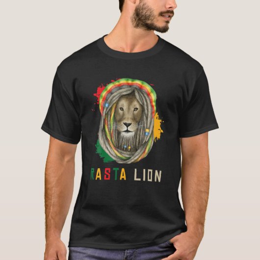 Reggae Lion Rastafari Dreadlocks Reggaeton Jamaica T-Shirt (Vorderseite)