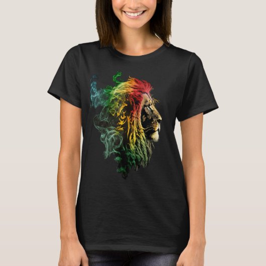 Reggae Lion Rastafari Music Freedom Zion Jamaica T-Shirt (Vorderseite)