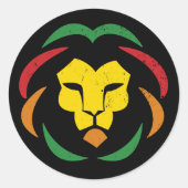 Reggae Lion Tattoo Juneteenth Blackity Black Runder Aufkleber (Vorderseite)