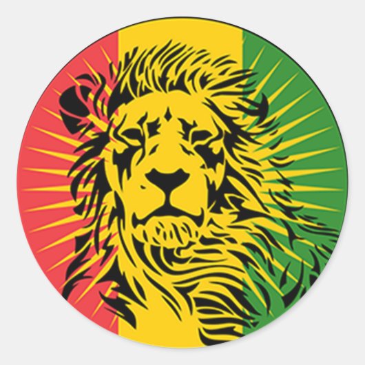 Reggae-Löwe-Flagge Runder Aufkleber (Vorderseite)
