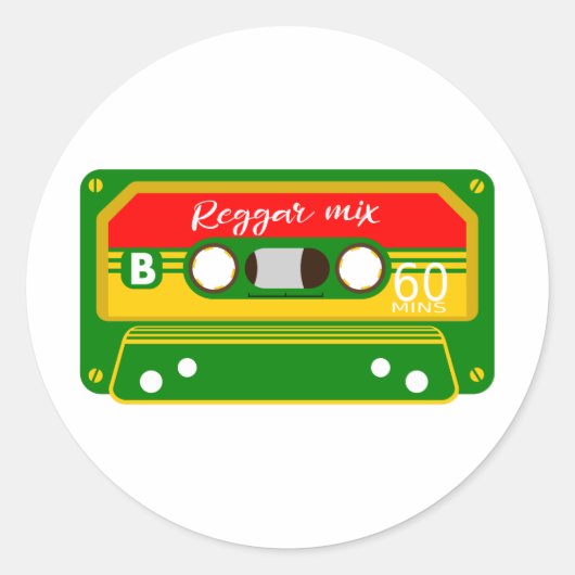 Reggae-Mix-Bandkassette Rastafarian Runder Aufkleber (Vorderseite)
