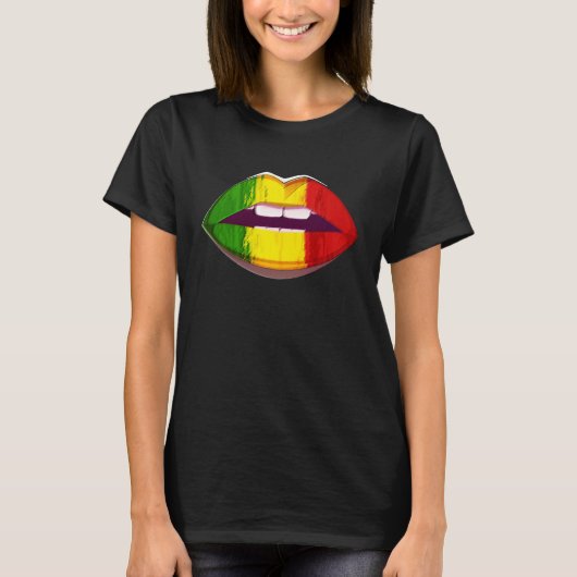 Reggae Music Jamaica Kissing Lips Flag Rastafari R T-Shirt (Vorderseite)