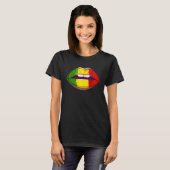 Reggae Music Jamaica Kissing Lips Flag Rastafari R T-Shirt (Vorne ganz)