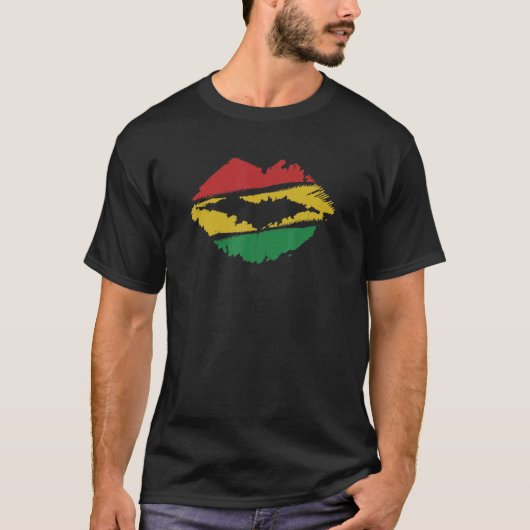 Reggae Music Jamaica Kissing Lips Flag Rastafari R T-Shirt (Vorderseite)