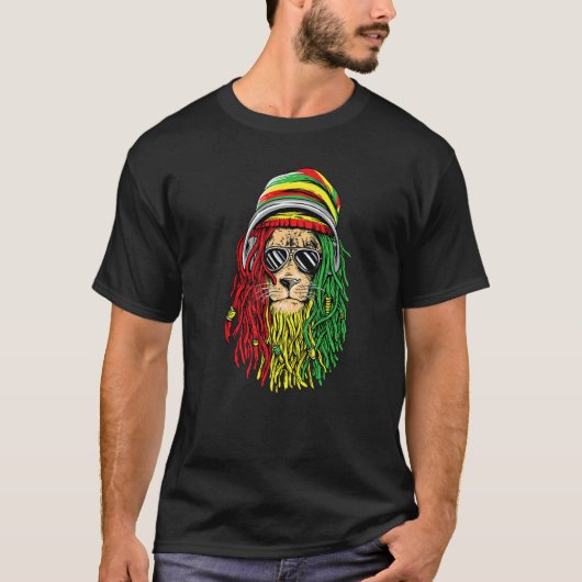 Reggae Music Jamaican Lion Rasta Lion Of Rastafar T-Shirt (Vorderseite)