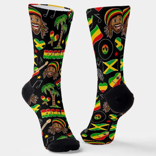 Reggae Music Lover Jamaican Rasta Gemustert Socken (Gewinkelt)