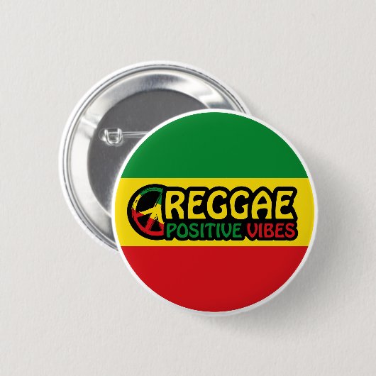 Reggae Music mit positivem Gesang und Reggae-Flagg Button (Vorne & Hinten)