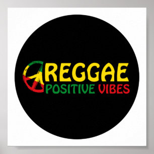 Reggae Music mit positivem Gesang und Reggae-Flagg Poster