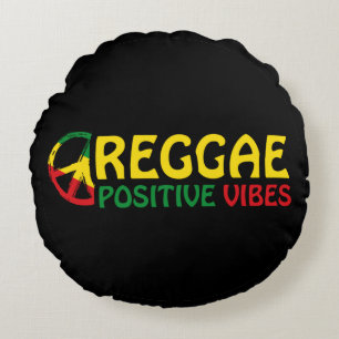 Reggae Music mit positivem Gesang und Reggae-Flagg Rundes Kissen