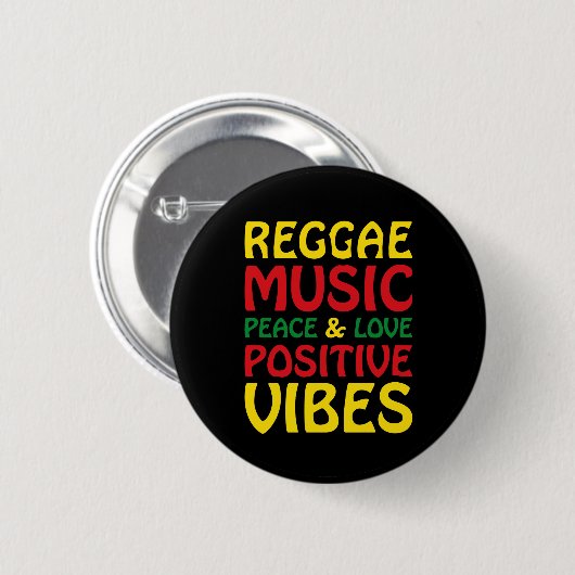Reggae Music mit positiven Redewendungen Button (Vorne & Hinten)