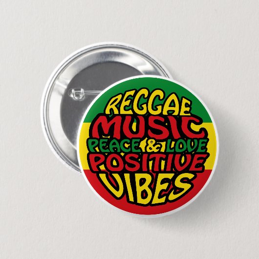 Reggae Music mit positiven Redewendungen Button (Vorne & Hinten)