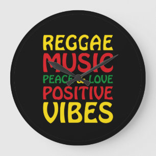 Reggae Music mit positiven Redewendungen Große Wanduhr