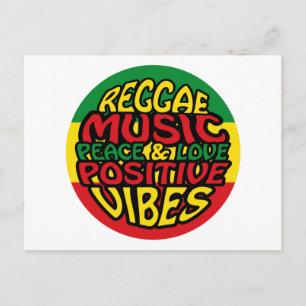 Reggae Music mit positiven Redewendungen Postkarte
