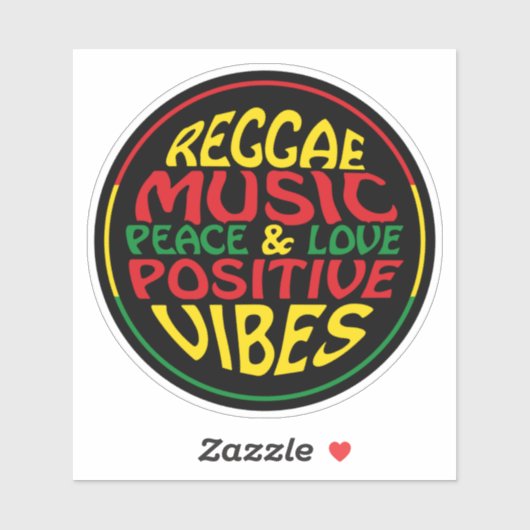 Reggae Music mit positiven Redewendungen und Zitat Aufkleber (Blatt)