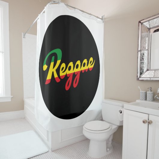 Reggae Music mit Reggae Flaggenfarben Duschvorhang (Beispiel)