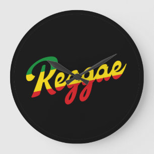 Reggae Music mit Reggae Flaggenfarben Große Wanduhr