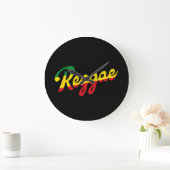 Reggae Music mit Reggae Flaggenfarben Große Wanduhr (Zuhause)