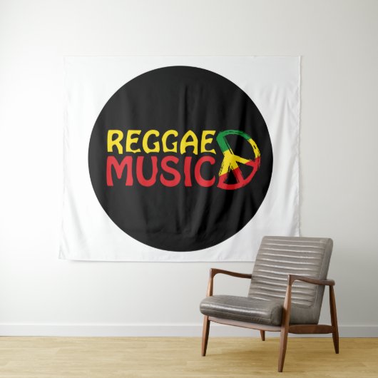 Reggae Music - model2b circle-black Wandteppich (Beispiel (Horizontal))
