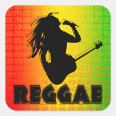 Reggae Music Rasta Rastaman Square Stickers (Vorderseite)
