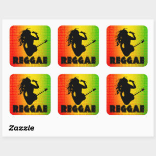 Reggae Music Rasta Rastaman Square Stickers