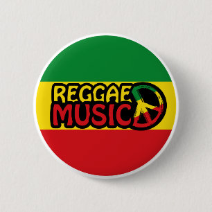 Reggae Music, Reggae Art mit Friedenssymbol Button
