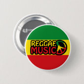 Reggae Music, Reggae Art mit Friedenssymbol Button (Vorne & Hinten)