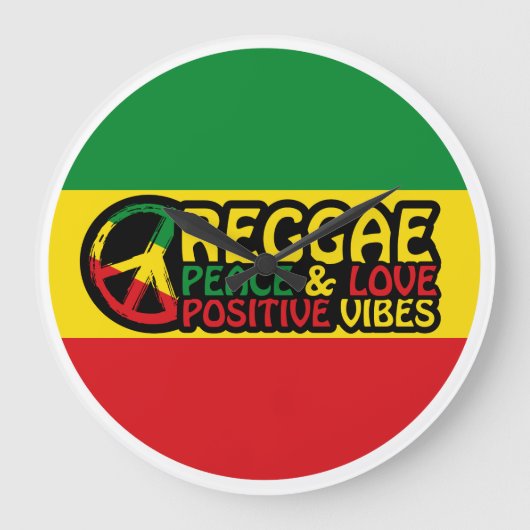 Reggae Music with positive quotes Große Wanduhr (Vorderseite)